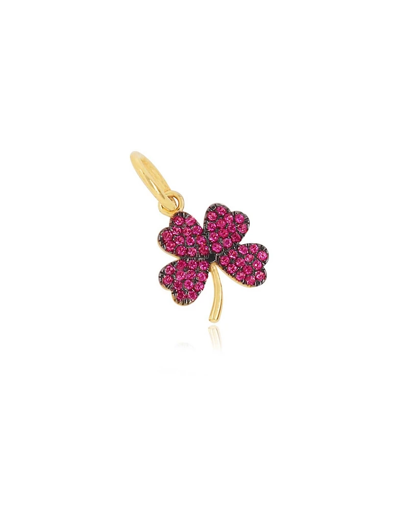 The Lovery Ruby Clover Charm 14K Gold