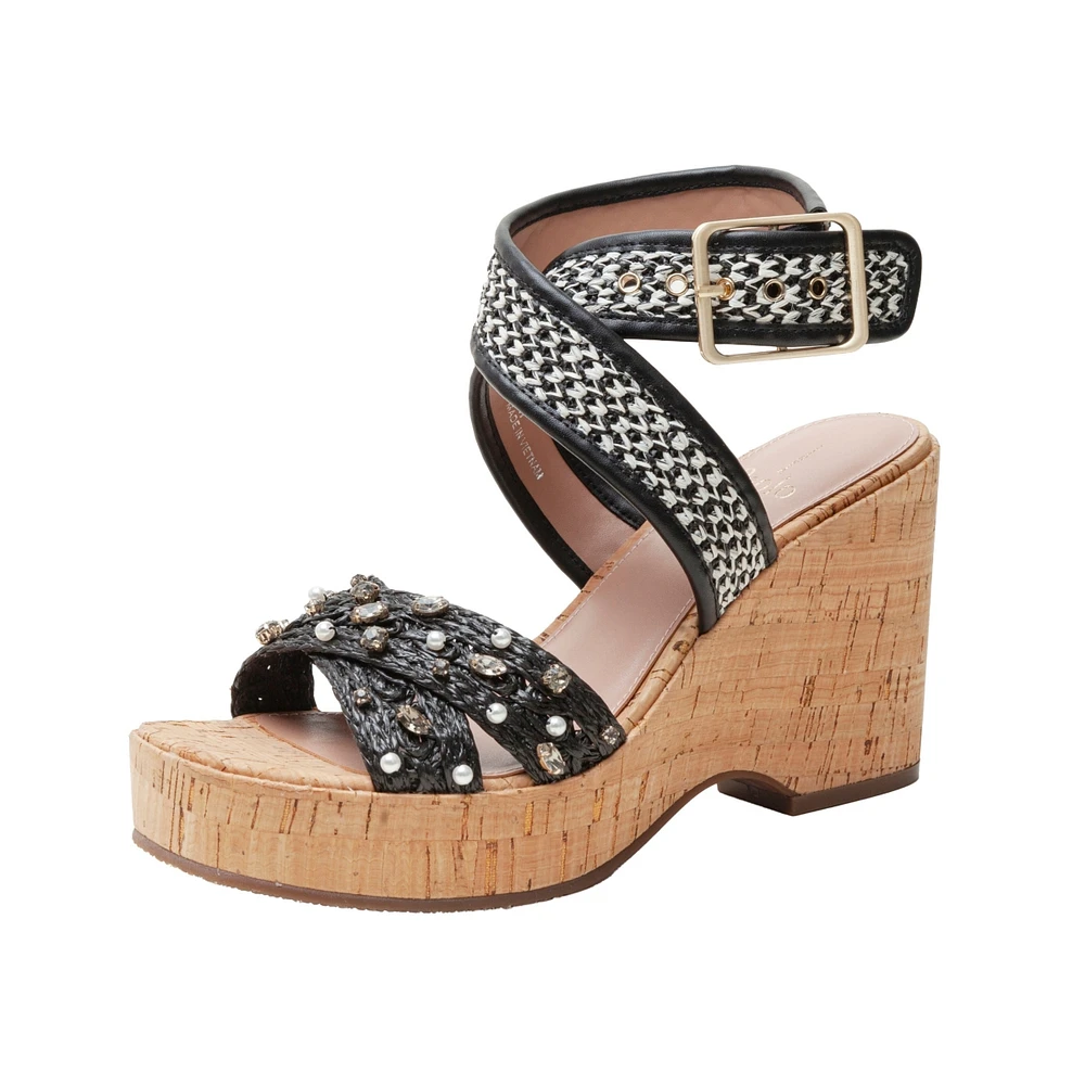 Linea Paolo Varena | Faux Pearl And Crystal Adorned Platform Sandals