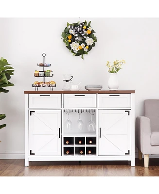gaomon 48" Coffee Wine Bar Cabinet with 3 Drawers