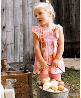 Deux par Baby Girls Printed Tunic And Solid Leggings Set Pink Coral Flowers