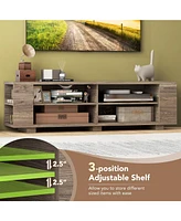 Gouun Wooden Tv Stand with 8 Open Shelves for TVs up to 65 Inch Flat Screen