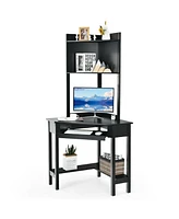 Gouun Corner Computer Desk with Hutch and Storage Shelves