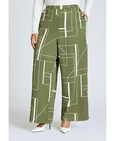 Eloquii Plus Pull On Printed Wide Leg Pant