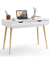 Gouun 43.5 Inch Computer Desk with 2 Drawers for Small Spaces