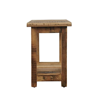 Jofran Reclamation Rustic Reclaimed Solid Wood Chairside End Table with Storage Shelf