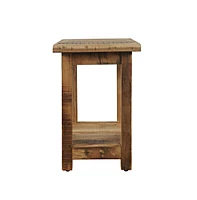 Jofran Reclamation Rustic Reclaimed Solid Wood Chairside End Table with Storage Shelf