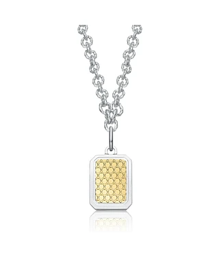 Rachel Glauber Two-Tone Dog Tag Textured Pendant Necklace