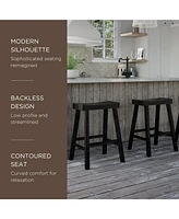 Maven Lane Vincent Wooden Rustic Aesthetic Kitchen Counter Stool, Set of 2