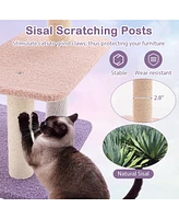 Gymax Cat Tree Cats Multi-level Cat Tower w/ Sisal Covered Scratching Posts Hammock