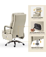 Hulala Home Nina Modern Genuine Leather Power Office Recliner with Built-In Usb Charging Port