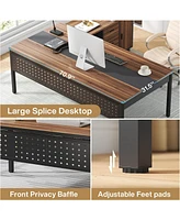 Tribesigns 70.8" Large Executive Office Desk and 47" Lateral File Cabinet Combo, L-Shaped Computer 2 Piece Business Furniture with Drawers Sh
