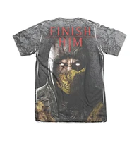 Mortal Kombat X Men's Finish Him (Front/Back Print) Adult Poly/Cotton Short Sleeve Tee / T-Shirt