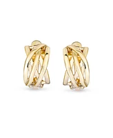 Bling Jewelry Classic Open Criss Cross Twist Wire Celtic Knot Weave Wide Half Hoop Clip On Earrings for Women Non Pierced Ears