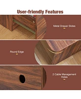 Gouun L-Shaped Computer Desk with Letter File Drawer