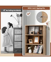 Gouun 4-Tier Storage Bookcase with Open Shelves Drawer and Anti-toppling Device