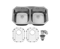 Casainc 32inch L x 18inch W Double Basin Undermount Kitchen Sink with Accessories