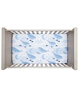 Lambs & Ivy Bubbles & Squirt 100% Cotton Whale/Ocean Fitted Crib/Toddler Sheet