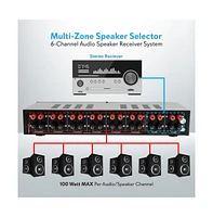 Pyle 6-Ch. Multi-Zone Speaker Selector System with Independent Volume Control