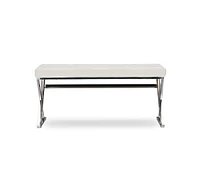 Baxton Studio Herald Modern and Contemporary Stainless Steel and White Faux Leather Upholstered Rectangle Bench