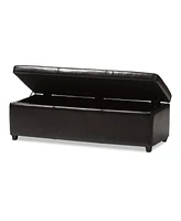 Baxton Studio Dark Brown Pu Leather Storage Bench Ottoman with Stitching