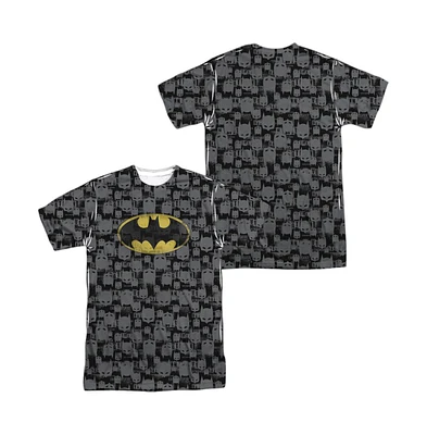 Batman Men's Caped Crusader Repeat (Front/Back Print) Short Sleeve Adult 100% Poly Crew Tee / T-Shirt