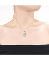 Genevive Sterling Silver Clear Cubic Zirconia With a Hook Pendant Necklace