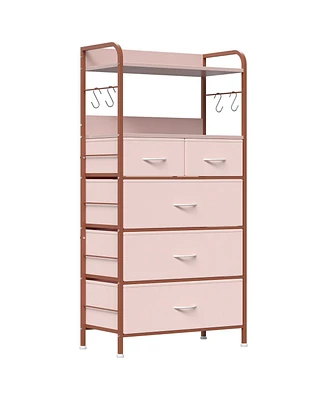5 Drawers Dresser for Bedroom, Chest of Drawers with Shelf