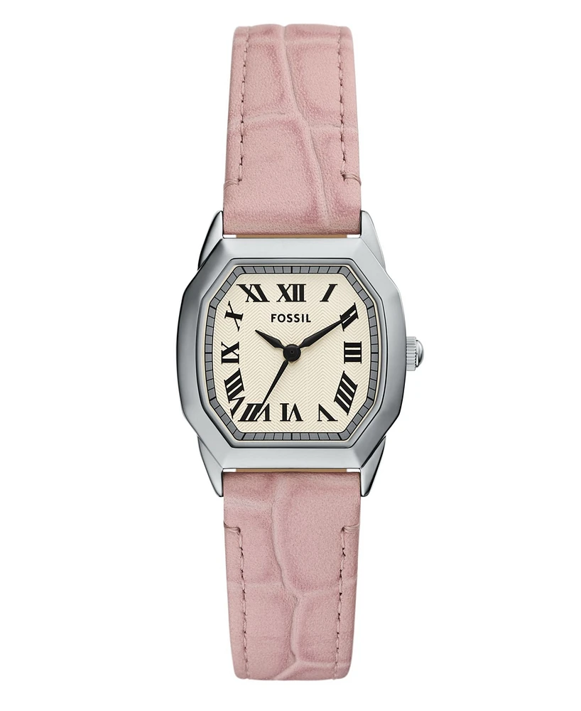 Fossil Women's Harlow Three-Hand Light Pink Leather Watch, 27mm