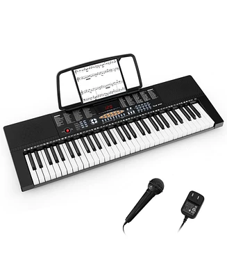 Gymax 61-Key Electronic Keyboard Piano w/ 300 Rhythms 300 Timbres 50 Demo Songs