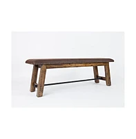 Jofran Cannon Valley Distressed Industrial 56" Distressed Wood Bench