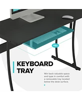 RIF6 L Shaped Modern Computer Office Desk w/ Keyboard Tray, Easy Assembly