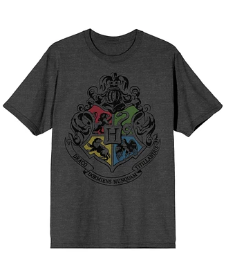 Harry Potter Men's Hogwarts Crest Charcoal Heather T-shirt-3X-Large
