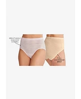 Comfort Choice Plus Size 2-Pack Breathable Shadow Stripe Brief