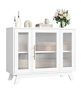 gaomon Buffet Storage Cabinet with Fluted Glass Door