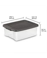 Sterilite 25 Quart ShelfTote, Stackable Storage Bin with Latching Lid, 6 Pack