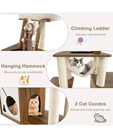 Gymax 57'' Cat Tree Tower Multi-Level Activity Center w/ Scratching Posts Perch Ladder