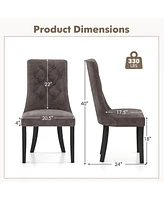 Gymax Tufted Dining Chairs Set of 4 w/ High Backrest Rubber Wood Legs Padded Seat