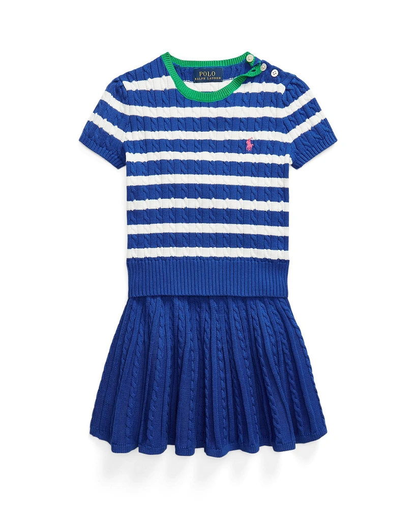 Polo Ralph Lauren Toddler and Little Girls Striped Cotton Sweater Skirt, 2-Piece Set