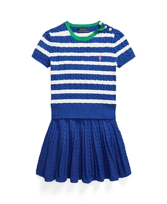 Polo Ralph Lauren Toddler and Little Girls Striped Cotton Sweater Skirt, 2-Piece Set