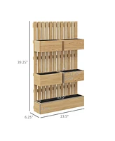 Outsunny 5 Box Raised Garden Bed w/ Trellis, Drain Holes,