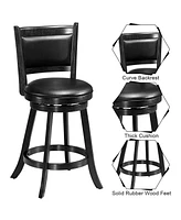 Gymax 2PCS 24'' Swivel Counter Stool Dining Chair Upholstered Seat Black