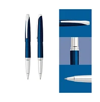 A. T. Cross A.t. Cross Atx Translucent Blue Lacquer with Polished Chrome Appointments Selectip Rollerball Pen