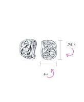 Bling Jewelry Fashion Open Criss Cross Celtic Love Knot Weave Half Hoop Clip On Earrings Non Pierced Ears Silver Plated