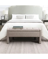 The Pop Home Modern Upholstered Bed End Bench with Storage, Linen Foot Rest Stool, Multi-Functional Vanity Stool-The