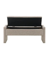 The Pop Home Modern Upholstered Bed End Bench with Storage, Linen Foot Rest Stool, Multi-Functional Vanity Stool-The