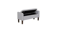 The Pop Home Upholstered Storage Bench with Rolled Armrests, Foam Cushioned Seat, Flip-Top Storage-The Pop Home