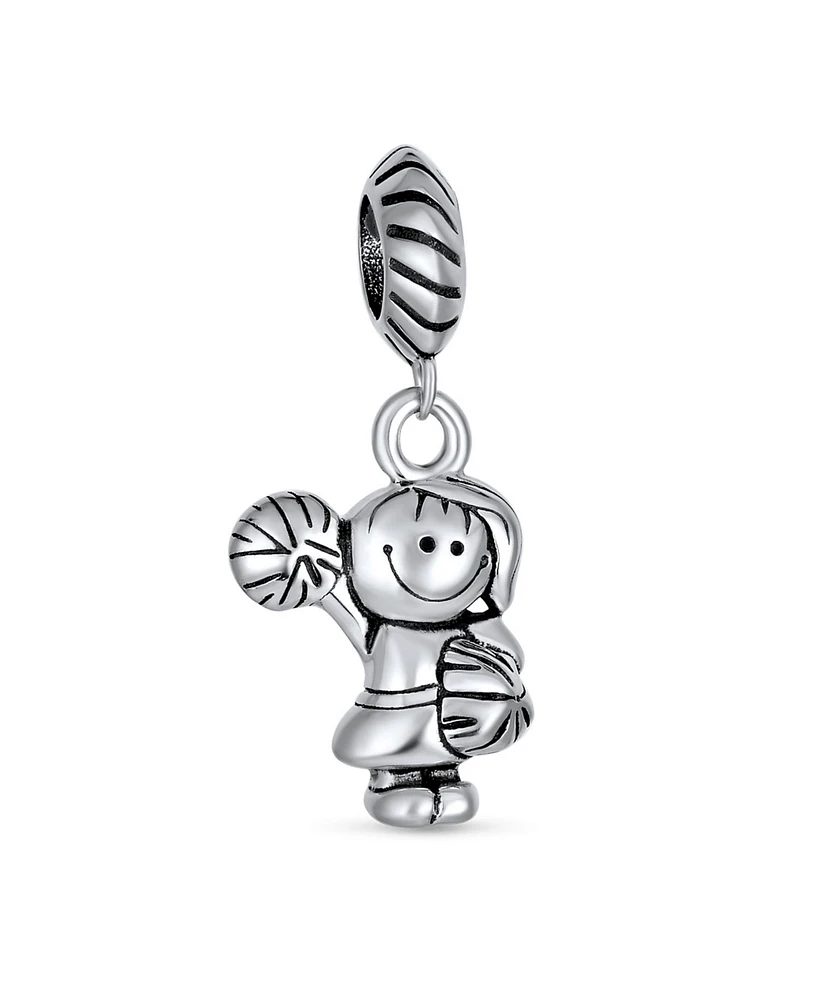 Bling Jewelry Cheerleader Soccer Player Dangle Charm Bead Sterling Silver for European Bracelet