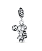 Bling Jewelry Cheerleader Soccer Player Dangle Charm Bead Sterling Silver for European Bracelet