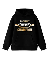 Cobra Kai Boys All Valley Karate Champion Long Sleeve Youth Black Hooded Sweatshirt-xxl