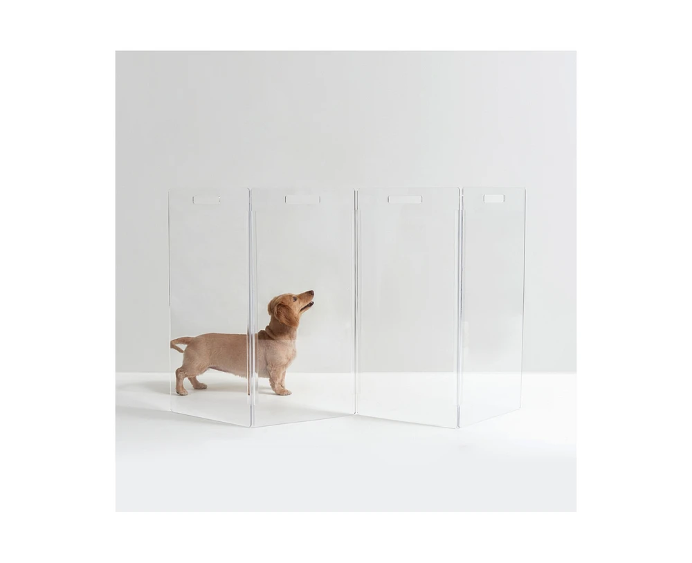 Hiddin Clear Freestanding Pet Gate Zig Zag
